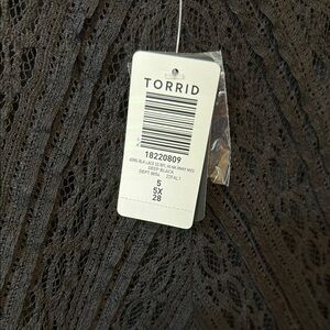 Torrid Deep Black Lace dress 5 bnwt hanky midi